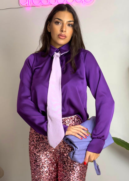 Camicia satin viola